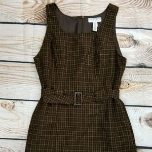 3/$30 Old Navy SZ 8 Brown Wool Blend Plaid Dress